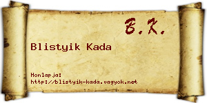 Blistyik Kada névjegykártya